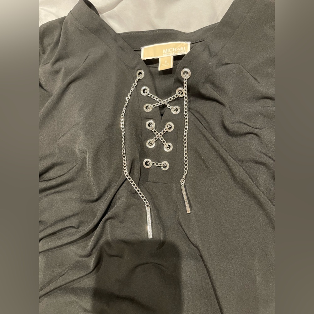 Michael Kors Black Dress, size: S, NWOT, Metal Corset Neck Closure - Picture 7 of 9
